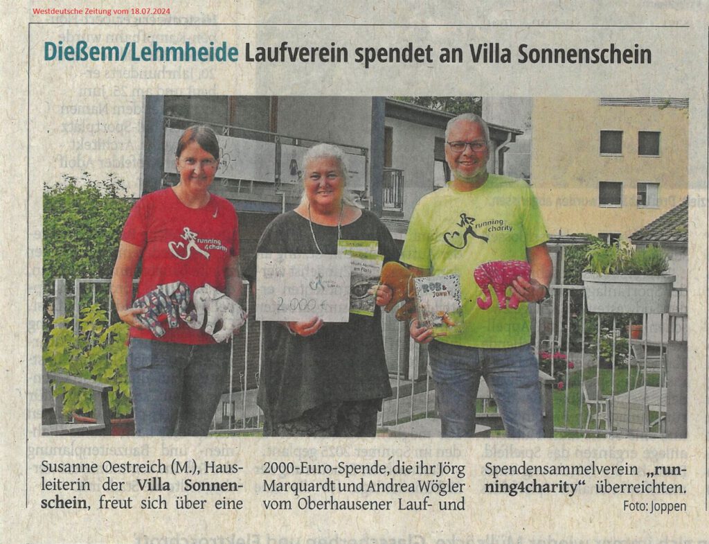 Villa Sonnenschein erhält 2.000 € Spende