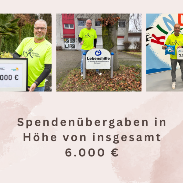 Das Bild zeigt die Empfänger unserer Spendenaktion, bei der insgesamt 6.000 € übergeben wurden.