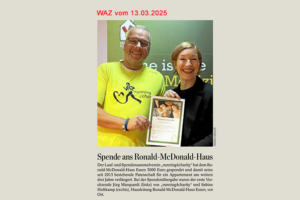 running4charity spendet 5000 Euro an das Ronald-McDonald-Haus Essen für wohltätige Zwecke beim Laufen für Charity Zwecke.