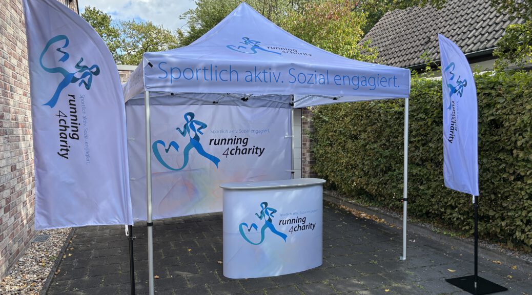 Neue Werbetechnik running4charity Außendarstellung Veranstaltungen Sponsor bei Event