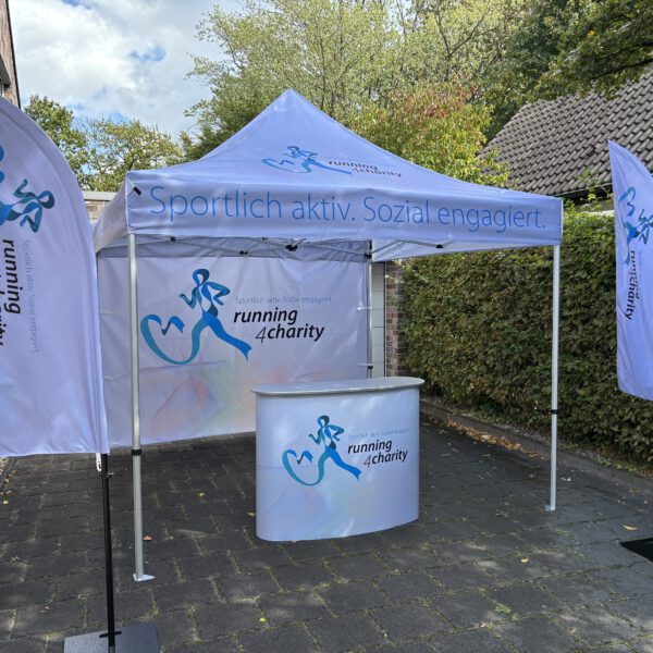 Neue Werbetechnik running4charity Außendarstellung Veranstaltungen Sponsor bei Event