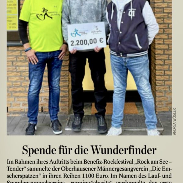 WAZ vom 02. Oktober 2025: Spende für die Wunderfinder
