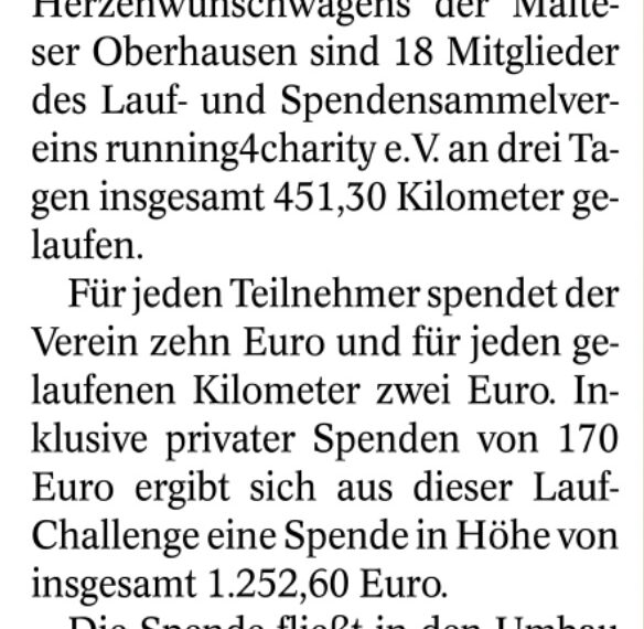WAZ vom 05. November 2025: Lauf-Challenge ist ein Erfolg
